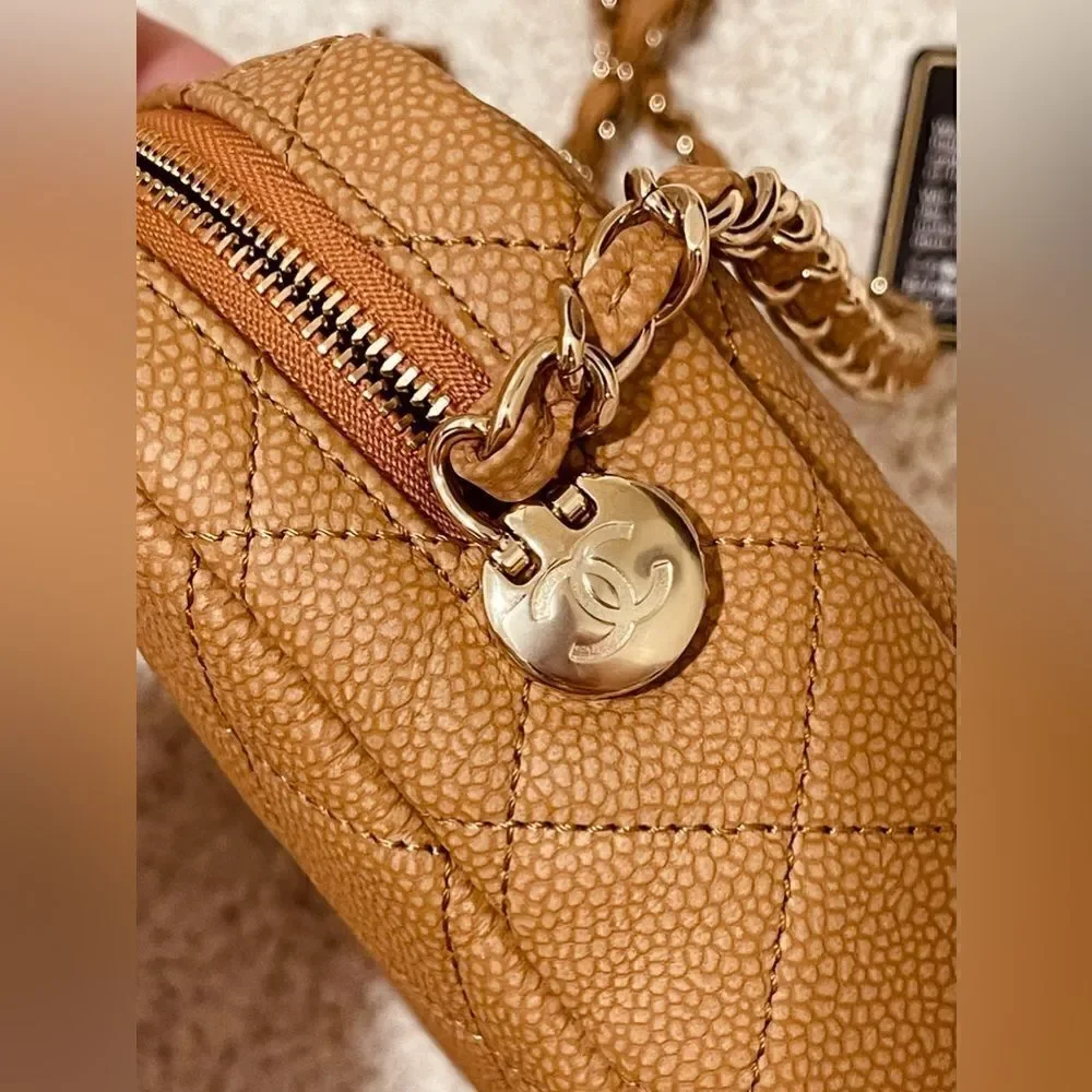 Chanel Matte Caviar Coco Tassel Camera Bag Brown Gold Hardware Series 26